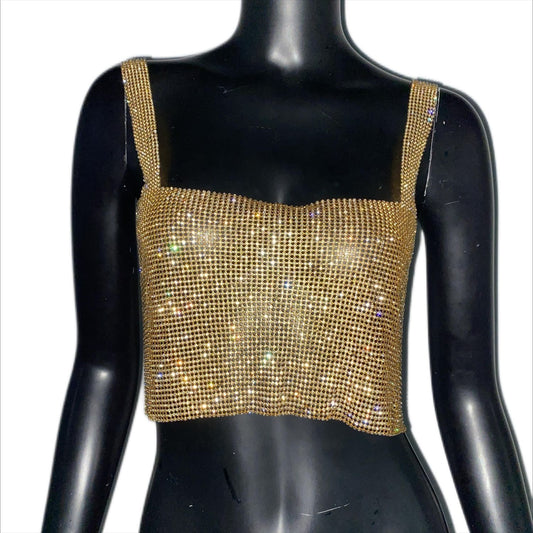 Women's Rhinestone Hot Girl Camisole Carnival Super Shiny Metal Rhinestone Top - Farefe