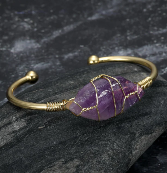 Embrace Timeless Elegance with this Stunning Natural Gemstone Bangle - Farefe