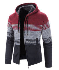 Hooded Fleece Thick Cardigan Sweater - Comfortable Casual Polyester Material, Picture Color, M/L/XL/XXL/3XL/4XL Sizes, Package Size: 300 x 200 x 30 mm. - Farefe