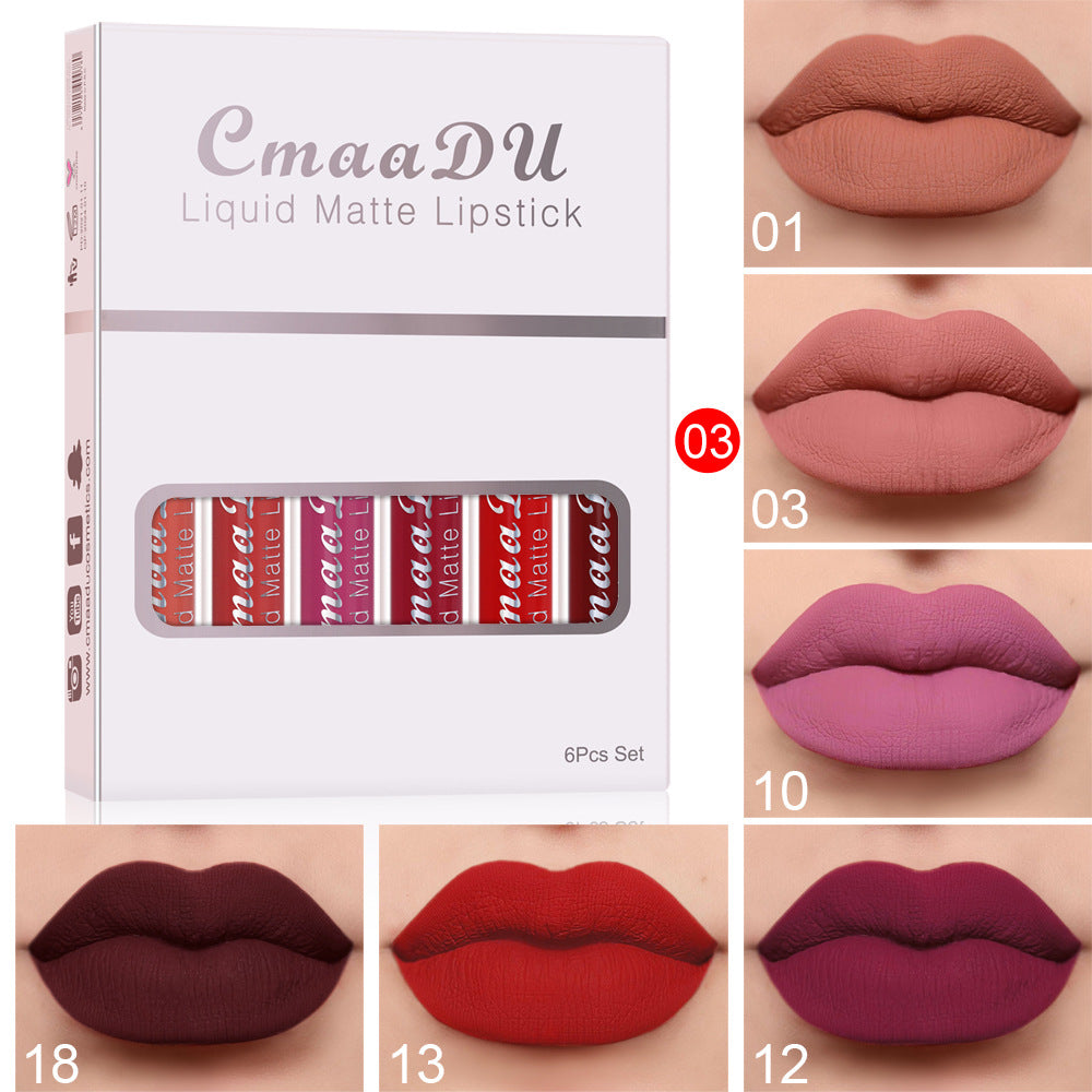 6-Piece Velvet Lipstick - Easy to Color - Matte Finish - Farefe