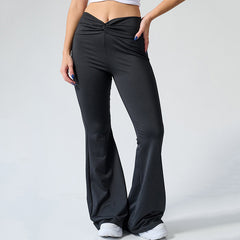 Abdominal-Shaping Slimming Bell-Bottom Pants in Black for Street Fashion - Farefe