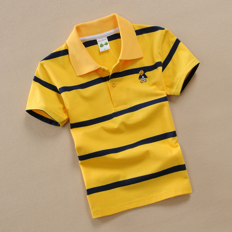 Boys Casual Striped Polo T-Shirt - Short Sleeve, Soft Cotton, Sizes 4-24 - Farefe