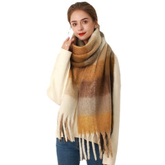 AC Grid Thickened Mohair Cashmere Scarves for Women - Stylish Thermal Insulation Scarf - Farefe