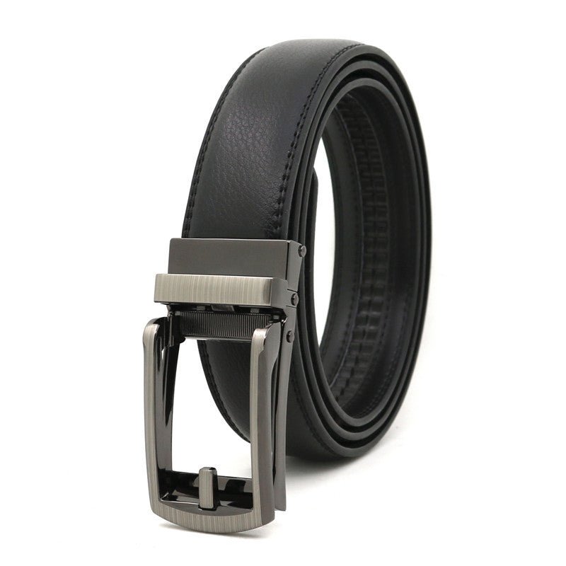 Fake Needle Belt Automatic Buckle - Men's Cowhide Leather Two-Layer Business Style Belt