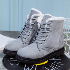 Winter Women Snow Boots - Flat, Large Size, Casual Cotton Shoes, Trendy, Vulcanized Shoes, Artificial Plush