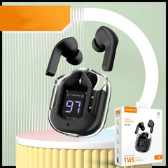 New Mini Transparent Wireless Bluetooth Headset with Digital Display and ENC Noise Reduction - True Wireless Sports Music