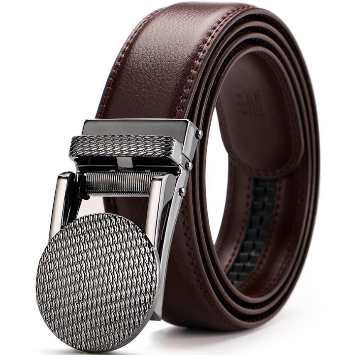 Adjustable Leather Track Belt for Men - Brown, Camel, Maroon, Dark Brown - Farefe