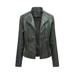 Women's Leather Jackets Slim Fit Short Sleeve Motorcycle Suits