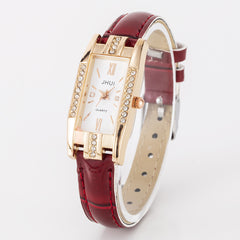 Women's Slub Pattern Thin Belt Luxury Diamond Watch - Farefe