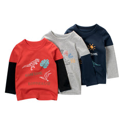 Baby Boys Long Sleeve T-Shirt Cotton Animal Pattern Kids Bottoming Shirt - Farefe