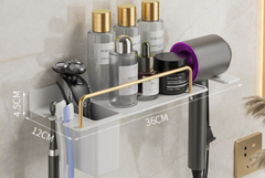 Hair Dryer And Toothbrush Holder Integrated Bathroom Storage Rack