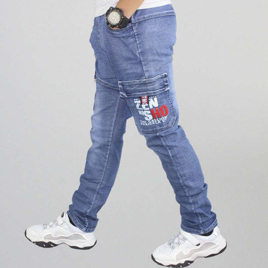 Boys Jeans Casual Pants Straight Stretch - Farefe