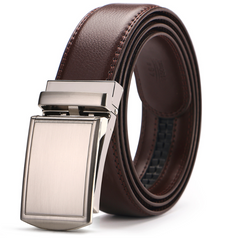 Adjustable Leather Track Belt for Men - Brown, Camel, Maroon, Dark Brown - Farefe