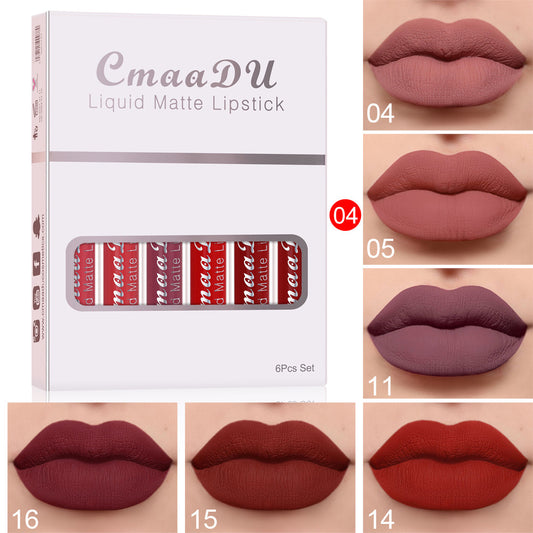 6-Piece Velvet Lipstick - Easy to Color - Matte Finish - Farefe