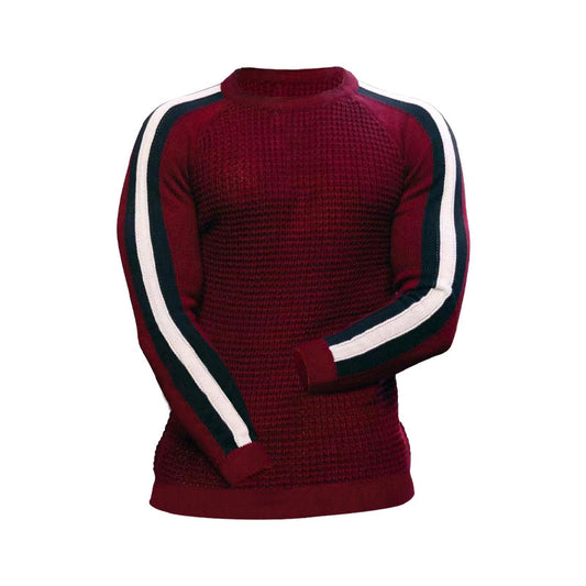 Men's Contrast Slim Bottom Sports Casual Sweater - Cotton Blend Fabric - Available in Multiple Colors - Sizes S-XXXL