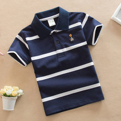 Boys Casual Striped Polo T-Shirt - Short Sleeve, Soft Cotton, Sizes 4-24 - Farefe