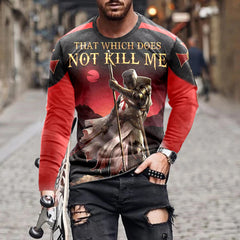 Men's Long-sleeved T-shirts, Thin Tops, Trendy Clothes - Stylish Cartoon Pattern, Slim Fit, Round Neck, Long Sleeves - Available in Multiple Sizes and Colors