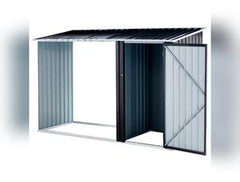 Outdoor Storage Shed - Sloping Roof, Corrosion & Weather Resistant, Firewood Rack & Storage Cabinet