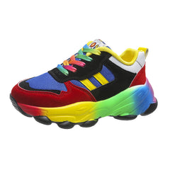 Women's Colorful Lace-up Sneakers with Thick Bottom - Farefe