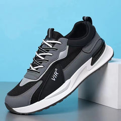Men's Color Block Mesh Shoes - Fashion Casual Lace-up Sneakers for Outdoor Breathable Running Sports