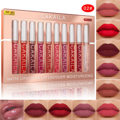 Pack Of 10 Matte Nonstick Cup Waterproof Lip Gloss Set