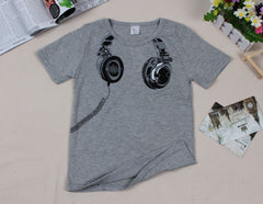 Children's Short-sleeved T-shirt With Earplugs Pattern - Farefe