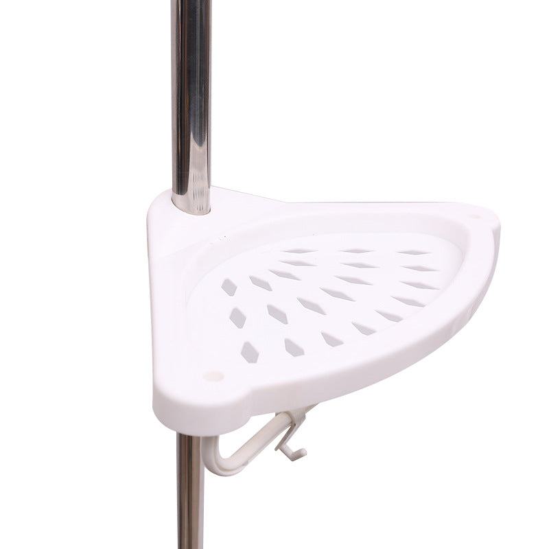Bathroom Storage Rack - Punch Free Telescoping, Stainless Steel, White - 3 Layers (2.6m, 3.2m) - Farefe