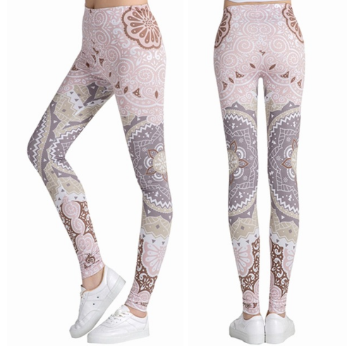 Printed Stretch Pants for Women - Breathable, Slim Fit Yoga Leggings with Anti-Wire Removal Pattern (Size: Waist 60-88cm, Hip 96-116cm, Length 92cm) - Farefe