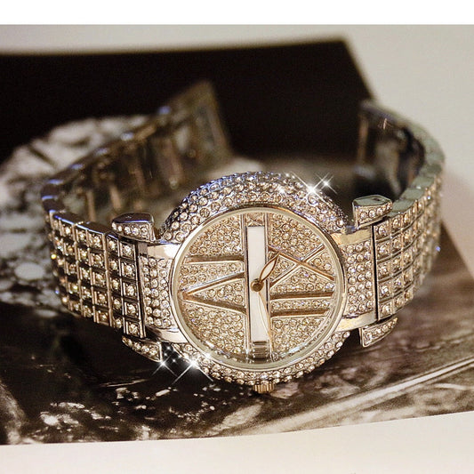 Luxury Diamond Women's Stainless Steel Bracelet Quartz Wristwatch - Farefe
