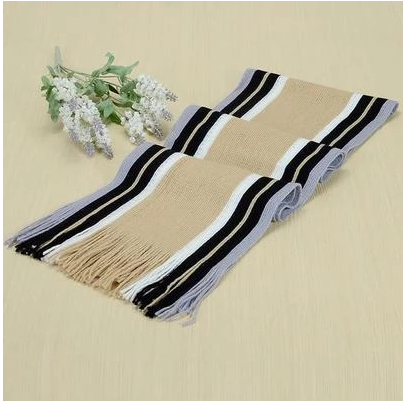 Autumn and Winter Fringed Men's Scarves - Cotton, Solid Color, Warm Pattern Stripe, Suitable for Winter, Spring, Autumn - Red, Purple, Black, White, Coffee - Length 180cm x Width 23cm - Farefe