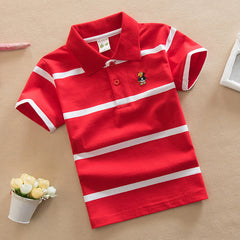 Boys Casual Striped Polo T-Shirt - Short Sleeve, Soft Cotton, Sizes 4-24 - Farefe