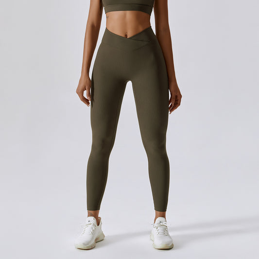 Threaded European And American Tight Yoga Pants For Outer Wear - Farefe