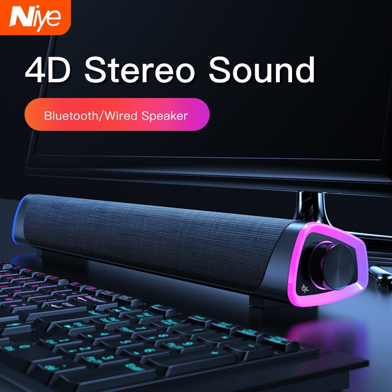 4D Computer Speaker Bar Stereo Sound Subwoofer Bluetooth Speaker for Macbook Laptop PC Music Player - Farefe