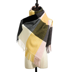 New Cashmere Tassel Thickened Warm Scarf - 70*180CM, Check Pattern, England Style