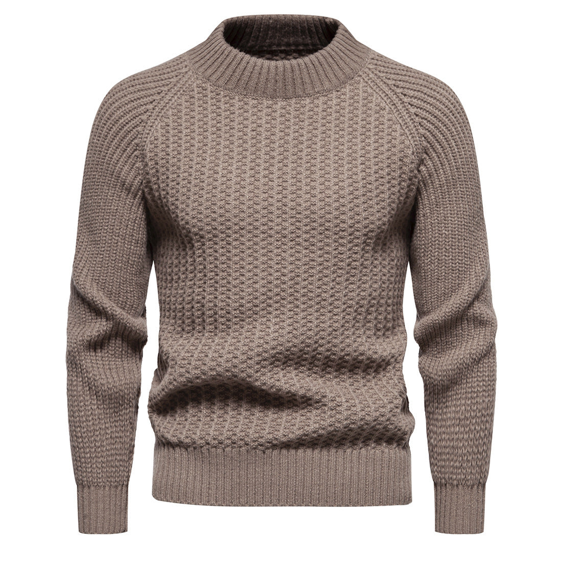 Men's Casual Loose Solid Color Round Neck Sweater - Farefe