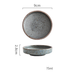 Retro Style Creative Ceramic Tableware - Japanese Round Pottery Dish 3.5 inches - Farefe