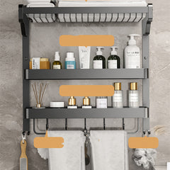 All-in-one Bathroom Wall-mounted Toiletry Storage Rack, Multifunctional, Space Aluminum Material - Farefe