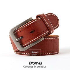 Washed Leather Belt - Casual Style, Top Layer Cowhide, Pin Buckle - Adult Unisex Belt