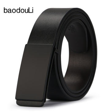 Belt with Rectangular Alloy Buckle - Trendy Leather Belt for Men - Farefe