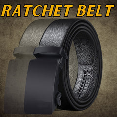 Microfiber PU Leather Ratchet Belt for Men - Adjustable Black Belt with Ratchet Closure