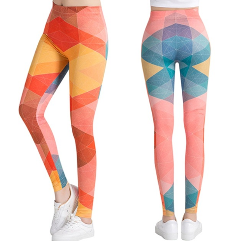 Printed Stretch Pants for Women - Breathable, Slim Fit Yoga Leggings with Anti-Wire Removal Pattern (Size: Waist 60-88cm, Hip 96-116cm, Length 92cm) - Farefe