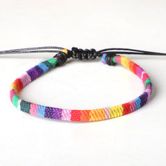 Hand-Woven Rainbow Anklet: Embrace Boho Style with Colorful Charm - Farefe