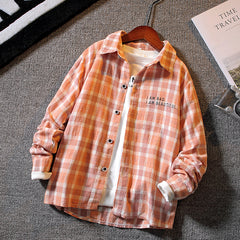 Boys' Plaid Long-sleeved Shirt - Casual, Trendy, and Handsome - Farefe