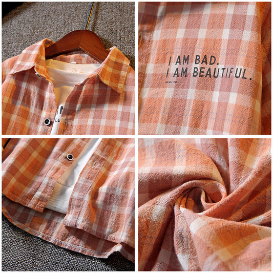 Boys' Plaid Long-sleeved Shirt - Casual, Trendy, and Handsome - Farefe