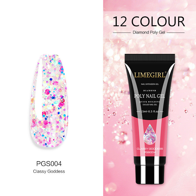 12 Color Nail Art Glitter Powder Extension Gel - Painless and Shimmering Nail Art Sequin Gel - Farefe