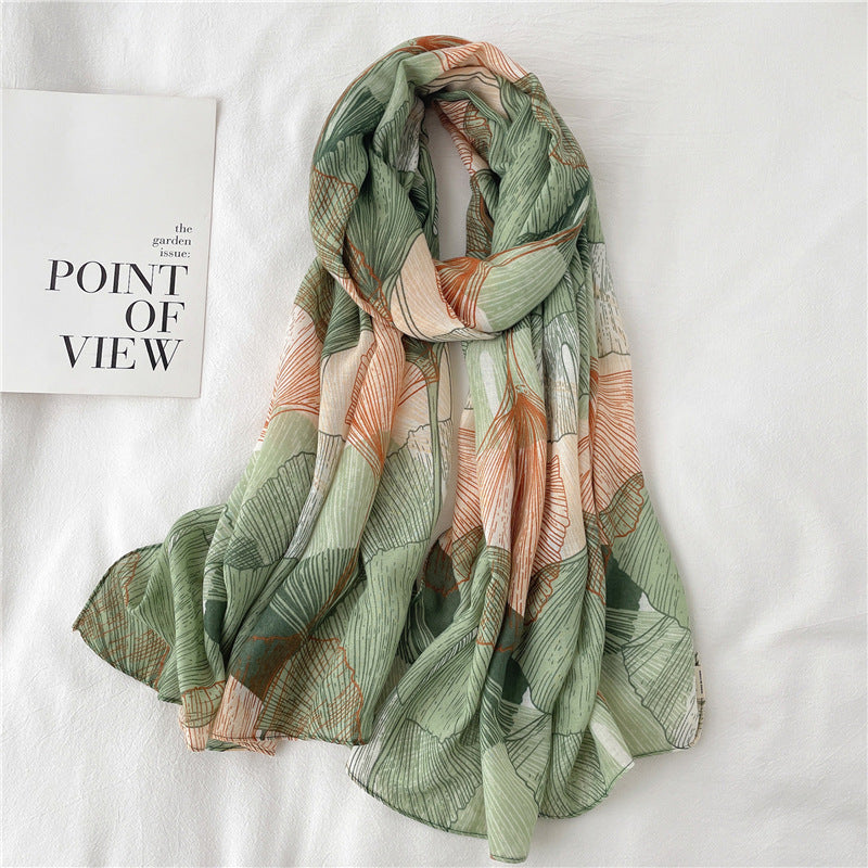 Fake Travel Shawl Geometric Plaid Scarf - Cotton and Linen - 180x90cm - Farefe