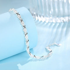 Elegant Zircon Geometric Sterling Silver Bracelet for Wedding and Everyday Glam