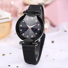 Women's Square Diamond Rhinestone Starry Sky Face Casual Fashion Watch Set - Farefe