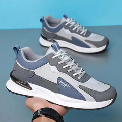 Men's Color Block Mesh Shoes - Fashion Casual Lace-up Sneakers for Outdoor Breathable Running Sports