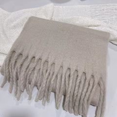 Winter Solid Color Scarf With Tassel - Ins Style Fashion Versatile Warm Soft Long Scarf for Women - Farefe